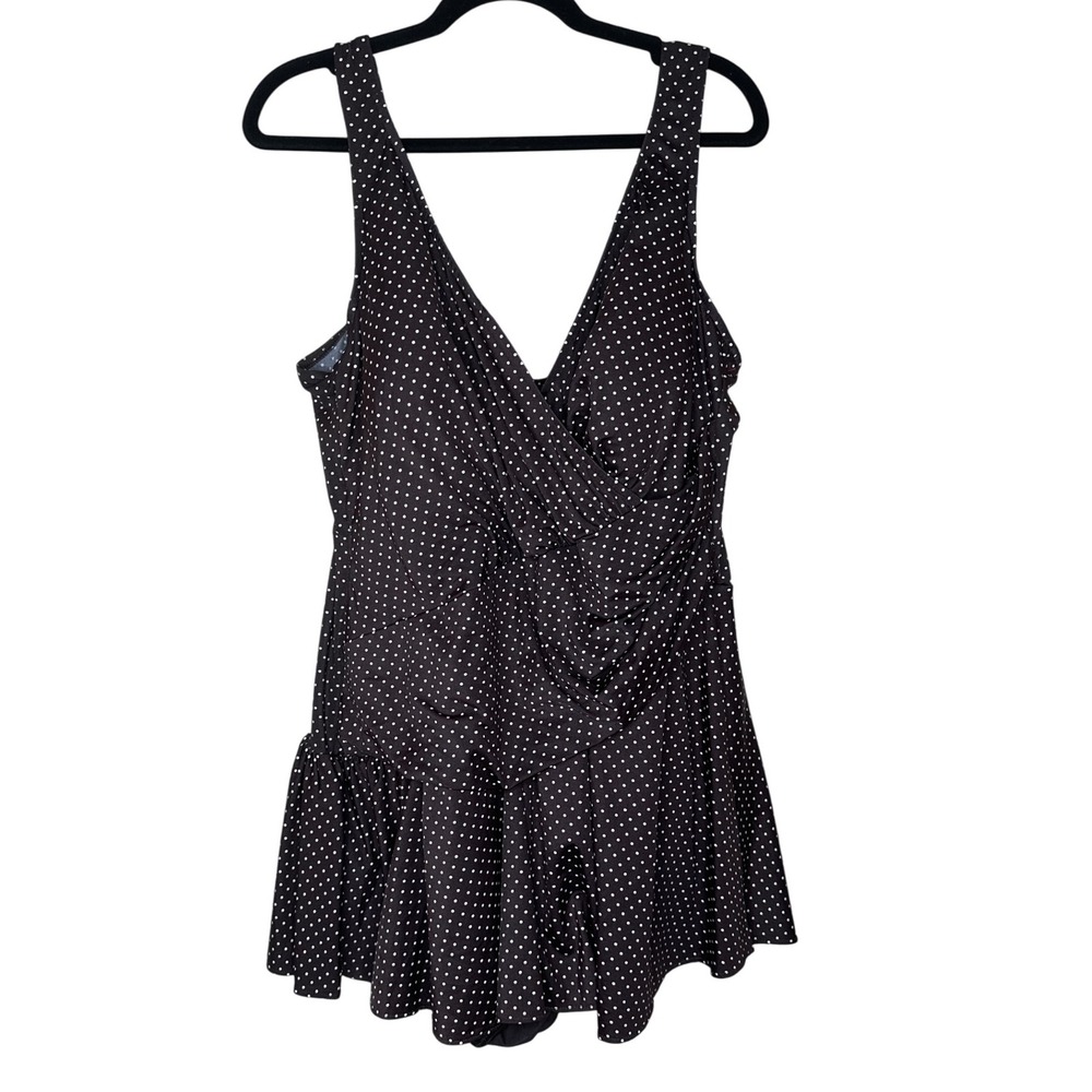 MIRACLESUIT Brown Polka‎ Dot PIN POINT OCEANUS ONE PIECE SWIMSUIT PLUS SIZE 24W